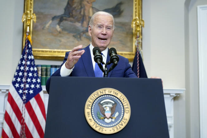 Le président américain, Joe Biden, lors d’un discours sur l’intelligence artificielle, à la Maison Blanche, le 21 juillet 2023.
