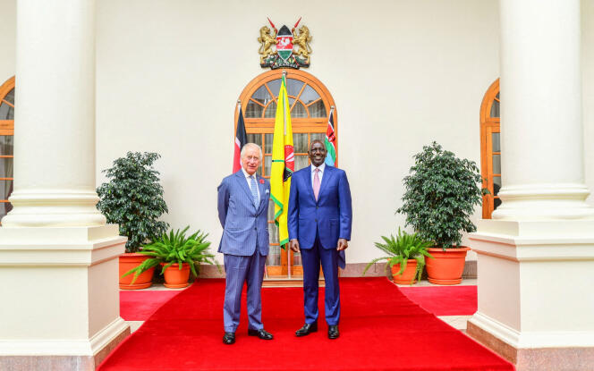 King Charles III and Kenyan President William Ruto in Nairobi on October 31, 2023.