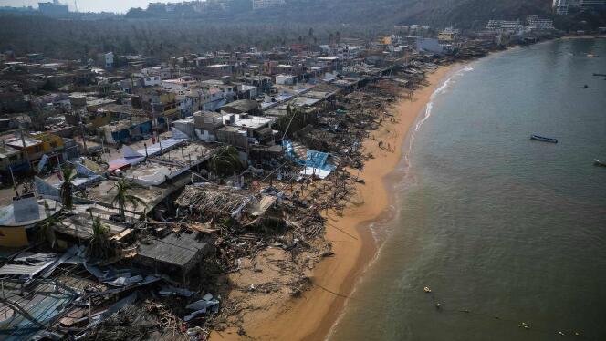 An aerial view of damage caused by the passage of Hurricane Otis in Puerto Márquez, next to the city of Acapulco, Mexico, October 28, 2023.