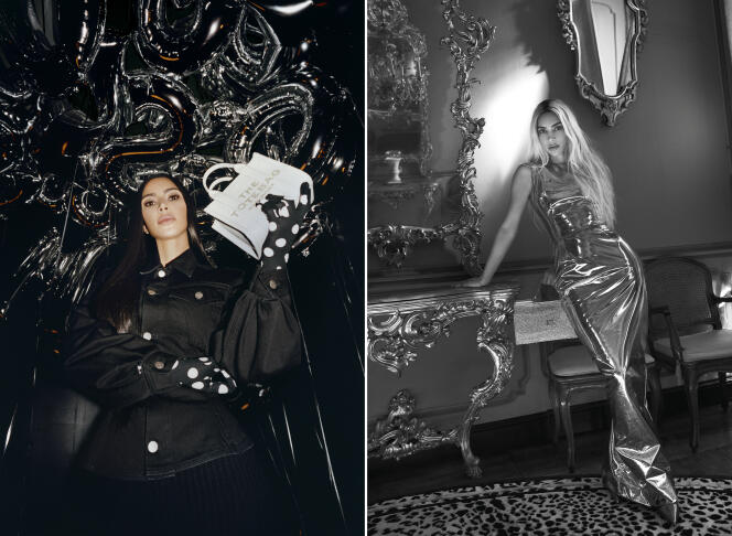 A la izquierda, Kim Kardashian en la campaña otoño 2023 de Marc Jacobs y, a la derecha, posando para la campaña primavera-verano 2023 de Dolce & Gabbana.