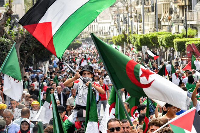 Rassemblement de solidarité avec les Palestiniens de Gaza à Alger, le 19 octobre 2023.