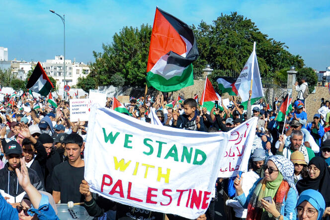 Marche de solidarité avec le peuple palestinien à Casablanca, le 29 octobre 2023.