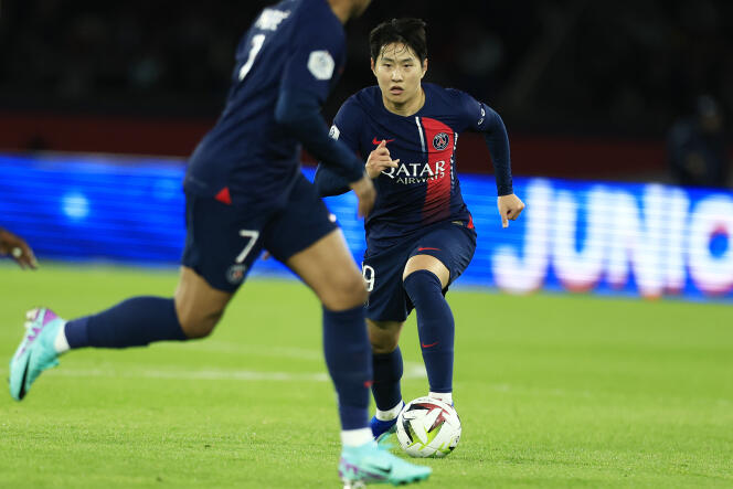 Lee Kang-in during the Ligue 1 match between Paris Saint-Germain and Montpellier at the Parc des Princes, October 3, 2023.