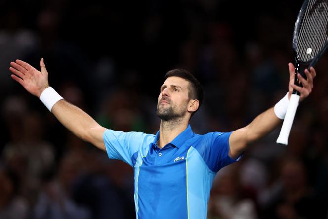 Novak Djokovic, na zijn overwinning op de Deen Holger Rohn, vrijdag 4 november, in Bercy.