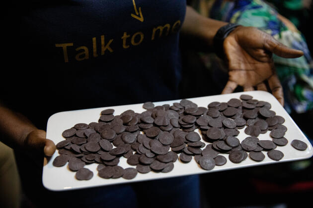 Dégustation de chocolats fins au Bushman Café, à Abidjan, le 4 novembre 2023.