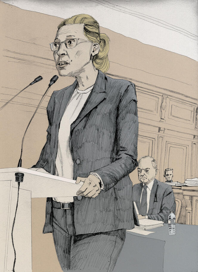 La procureure adjointe Ulrika Delaunay-Weiss, lors du procès d'Eric Dupond-Moretti, devant la Cour de justice de la République, le 8 novembre 2023, à Paris.