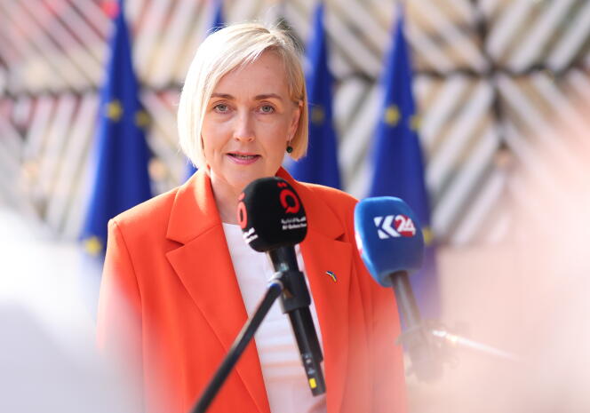 La ministre estonienne de l’éducation et de la recherche, Kristina Kallas, à Bruxelles, le 23 mai 2023. 