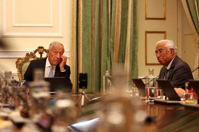 Portuguese President, Marcelo Rebelo de Sousa, and Prime Minister, Antonio Costa, at the Council of State, in Lisbon, November 9, 2023.