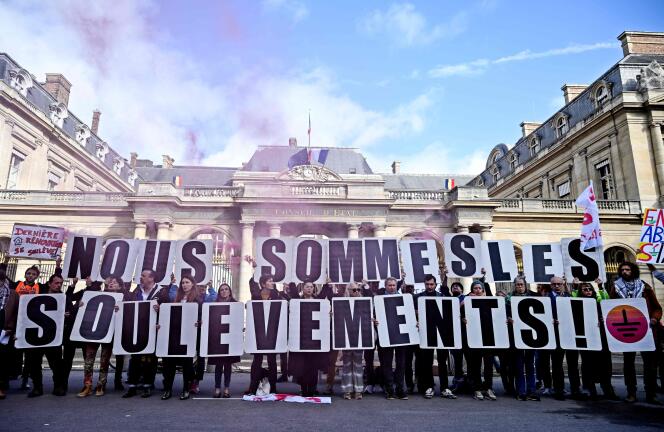 Manifestation contre la dissolution du collectif Les Soulèvements de la Terre, devant le Conseil d’Etat, à Paris, le 27 octobre 2023.