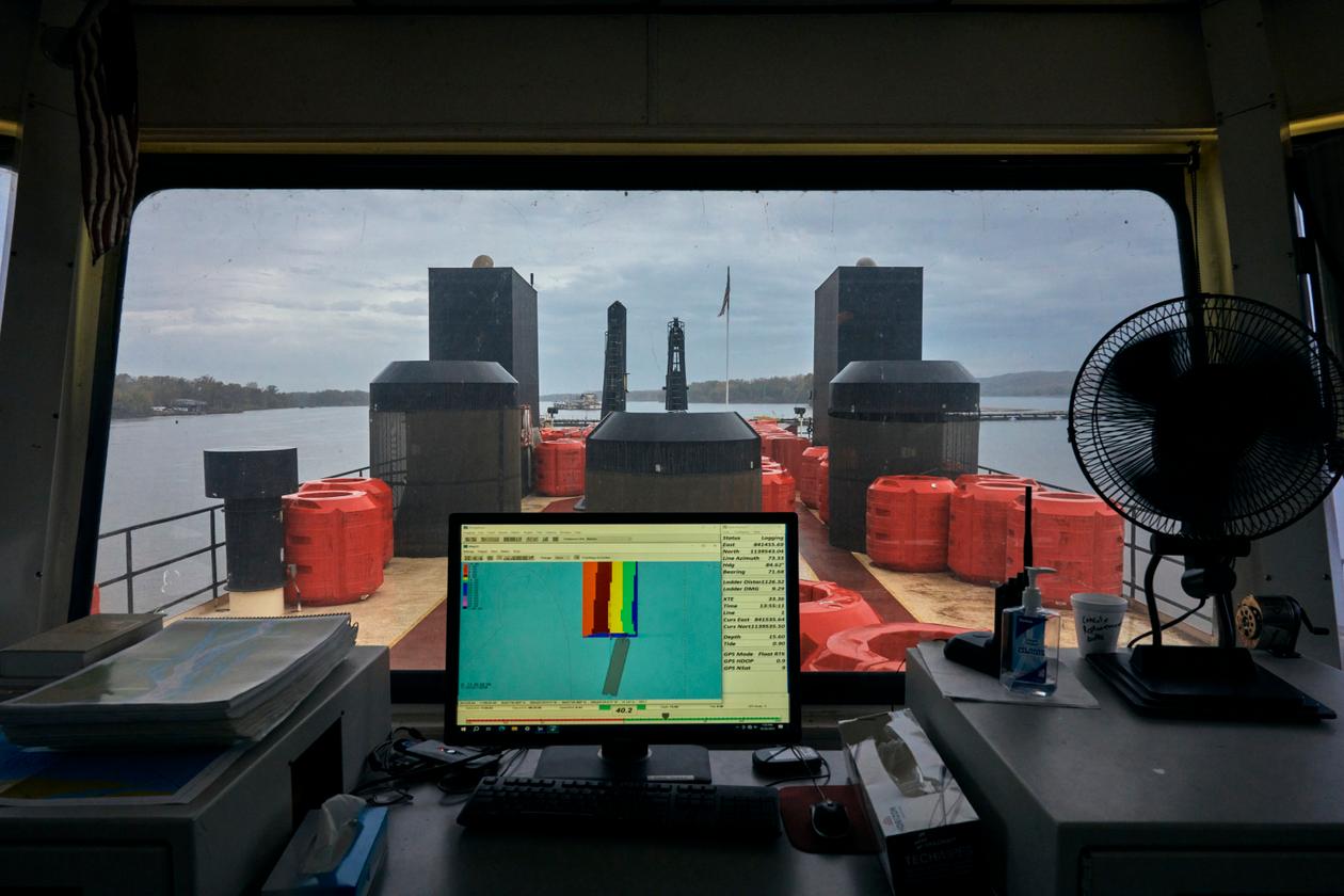 La drague Goetz, près de Grafton (Illinois).