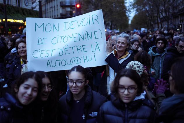"My duty as a citizen is to be here today." In Paris, November 12, 2023.