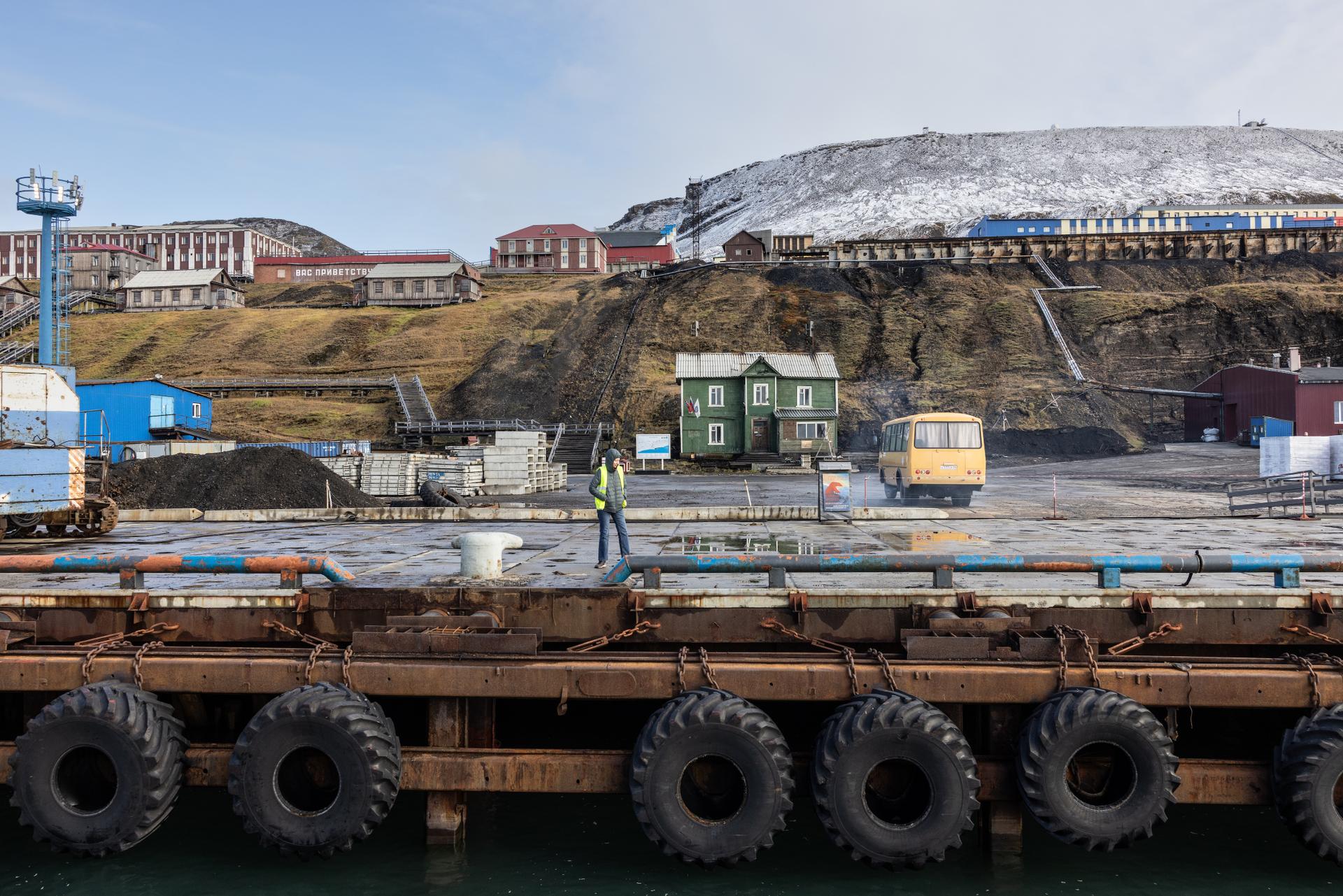 The port of Barentsburg, in Norway's Svalbard archipelago, on September 11, 2023.
