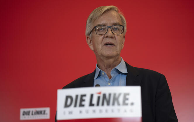 Dietmar Bartsch, chef du groupe parlementaire de Die Linke, lors d’une conférence de presse  à Berlin, mardi 14 novembre 2023. 