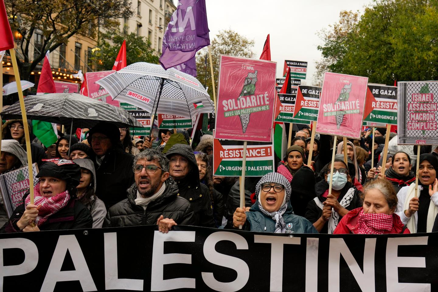 Pro-Palestinian demonstrators rally in France, Britain