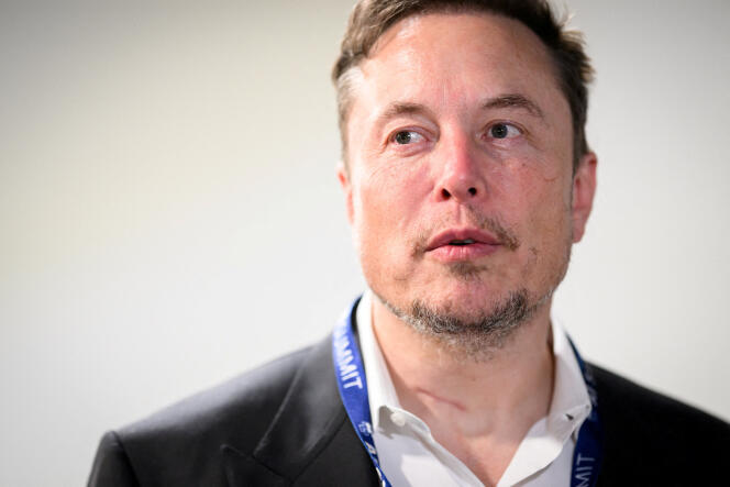 Elon Musk au Global Artificial Intelligence Risk Summit à Bletchley Park, Royaume-Uni, le 1er novembre 2023.