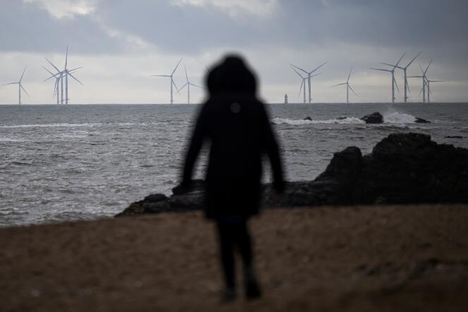 Le premier parc éolien offshore de France, en face de de Saint-Nazaire (Loire-Atlantique), le 5 janvier 2023.