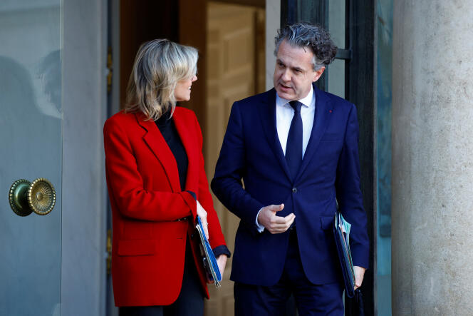 La ministre de la transition énergétique, Agnès Pannier-Runacher, et le ministre de la transition écologique, Christophe Béchu, à Paris, le 22 novembre 2023.