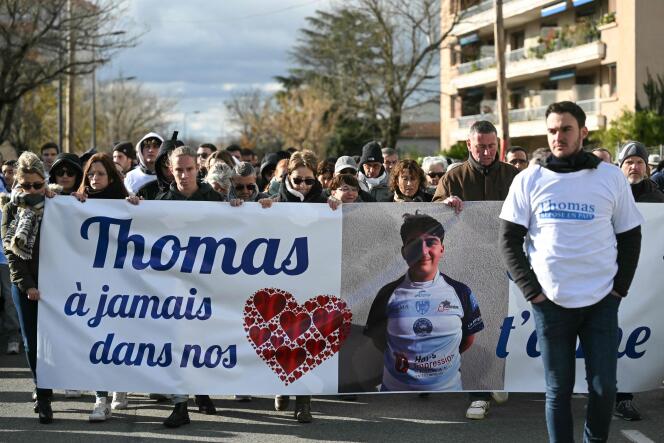 During the white march organized in tribute to young Thomas, in Romans-sur-Isère (Drôme), November 22, 2023.