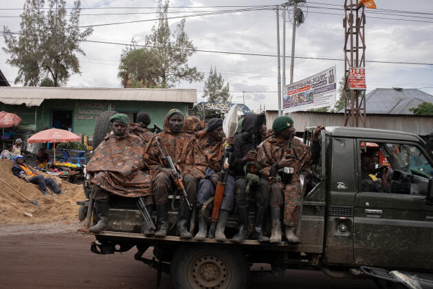 Des militaires des FARDC dans le quartier Ndosho, à Goma (Nord-Kivu), dans l’est de la RDC, le 17 novembre 2023. 