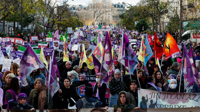 Manifestation contre toutes les violences fondées sur le genre, à Paris, le 25 novembre 2023.