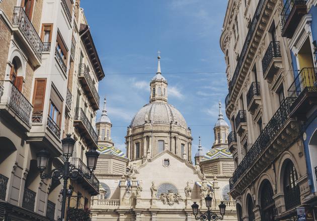 The dome of the Basilica of Our Lady of the Pillar (Basílica de Nuestra Señora del Pilar), October 22, 2023.