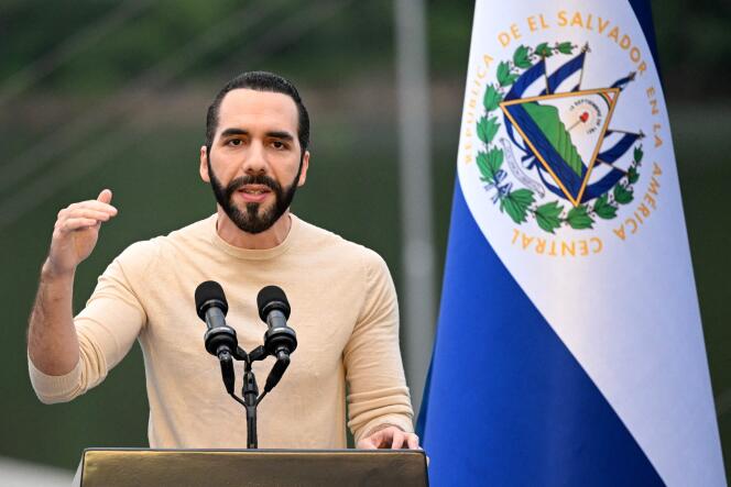 Nayib Bukele, président du Salvador, lors d’un discours à San Luis de la Reina, dans l’est du Salvador, le 19 octobre 2023. 