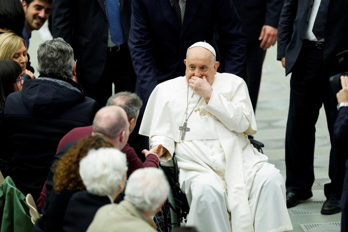 Short-of-breath pope delegates reading as flu continues
