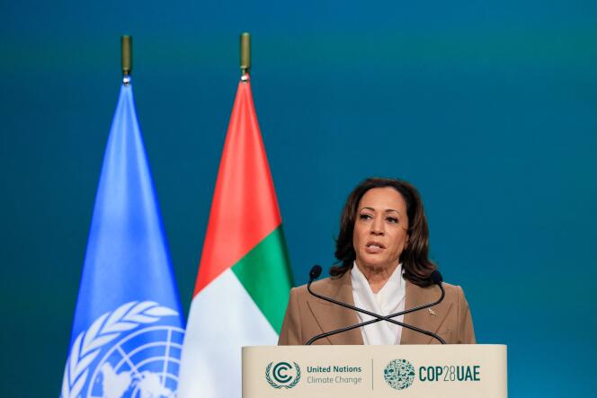 Kamala Harris, vice-présidente américaine, à la COP28, à Dubaï, aux Emirats arabes unis, le 2 décembre 2023.