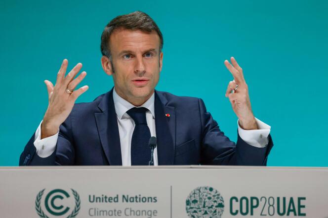 Emmanuel Macron Emmanuel Macron, le 2 décembre 2023, lors de la COP28 de Dubaï.