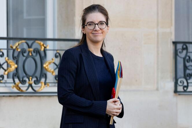 La ministre des solidarités et des familles, Aurore Bergé, le 6 décembre 2023, à l’Elysée.