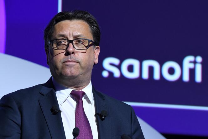 Le directeur général du groupe pharmaceutique français Sanofi, Paul Hudson, lors de l’assemblée générale du groupe, à Paris, le 3 mai 2022.