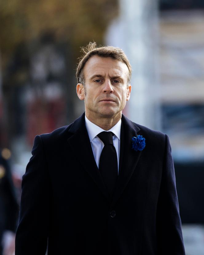 Emmanuel Macron durante la celebración del 105 aniversario del armisticio del 11 de noviembre de 1918, en París, el 11 de noviembre de 2023.