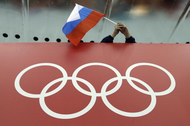 Una bandera rusa durante los Juegos Olímpicos de Invierno de Sochi en febrero de 2014.