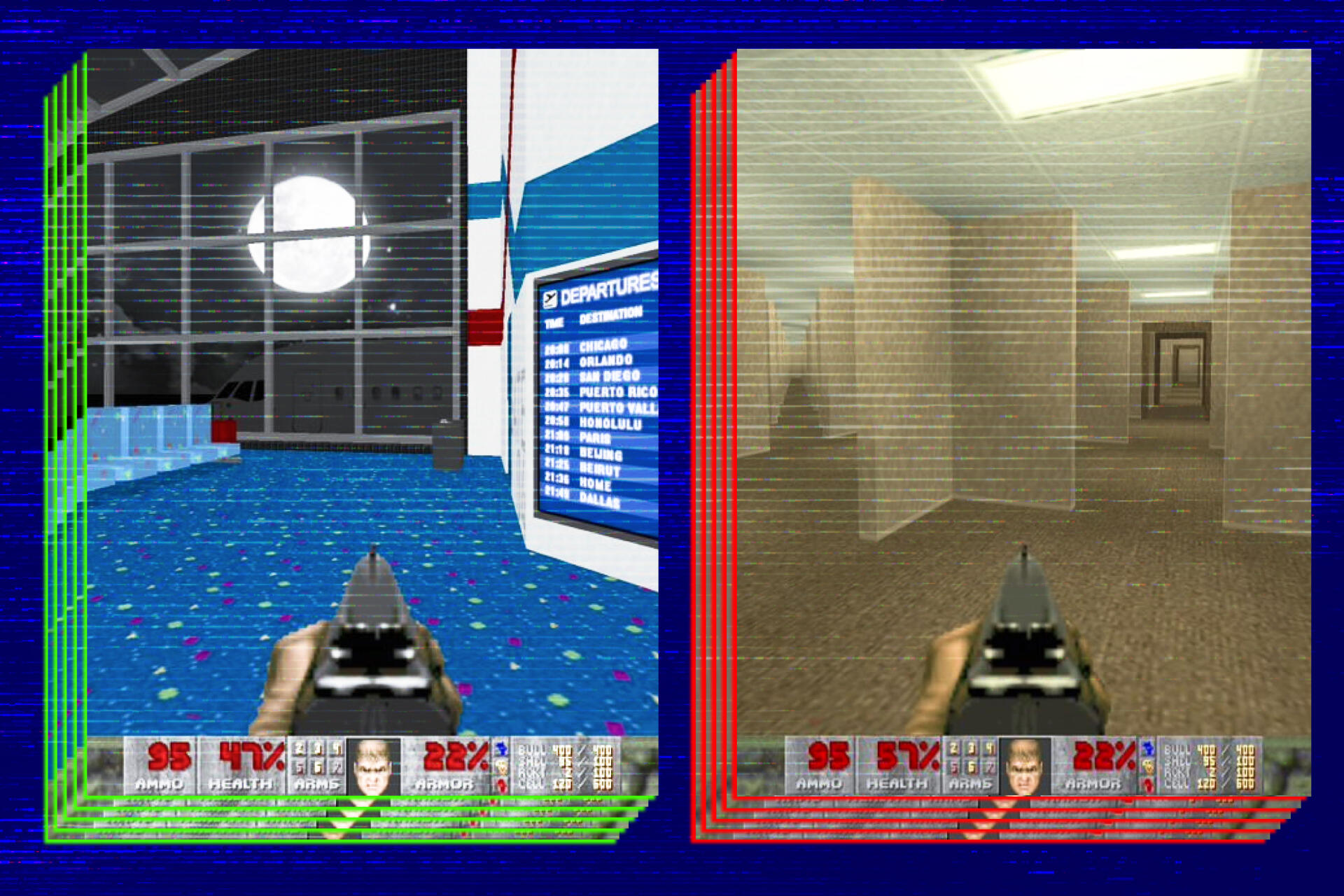 Si on tente de tricher en passant à travers les murs, le joueur peut vite se retrouver coincé dans des lieux insolites et inquiétants.