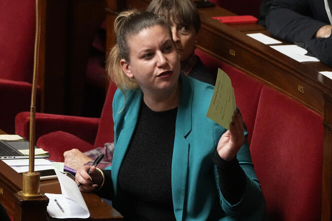 La presidenta del grupo La France insoumise en la Asamblea Nacional, Mathilde Panot, 11 de diciembre de 2023.