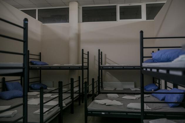 A dormitory at the Sumy refugee center (Ukraine), December 2, 2023.