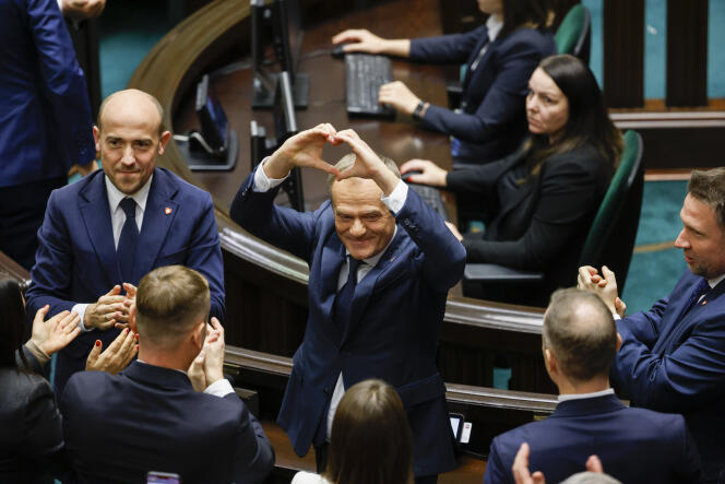 Donald Tusk w Sejmie RP w Warszawie, poniedziałek, 11 grudnia, po wyborze na premiera.
