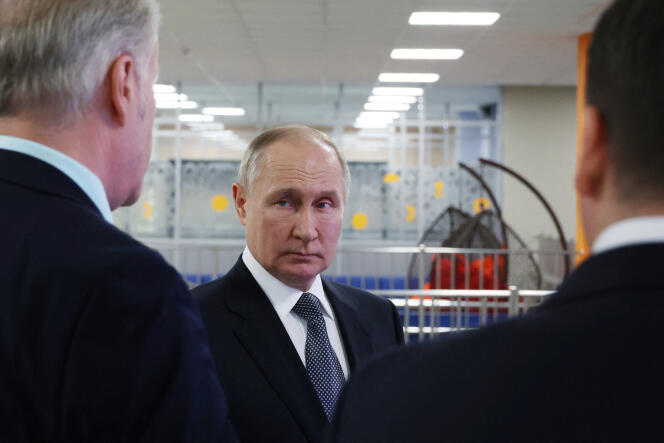 Russian President Vladimir Putin visits a secondary school in Arkhangelsk, Russia on December 11, 2023. 