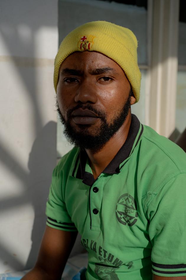Bikar, 27, commander in the APCLS armed group and wazalendo, in a Goma hospital, December 1, 2023.