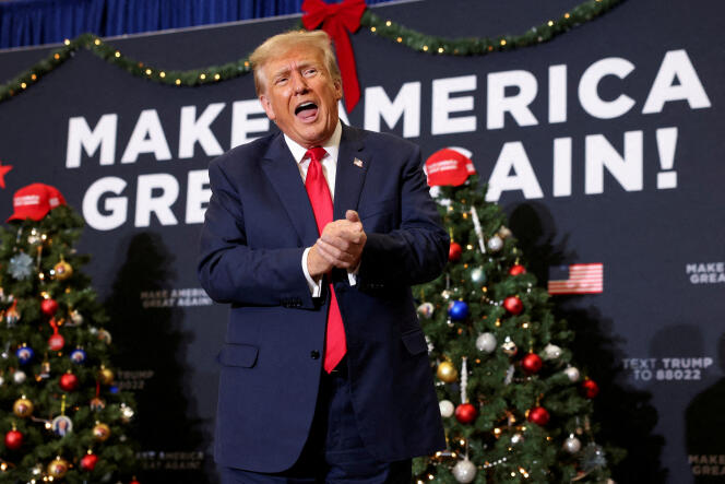 Former U.S. president Donald Trump in Waterloo, Iowa, December 19, 2023.