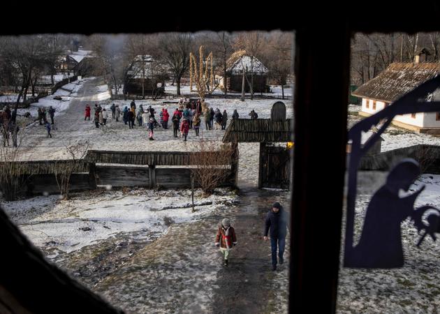 The National Museum of Folk Architecture and Life of Ukraine in Pyrohiv, outside Kyiv, organized Christmas celebrations on December 25, 2023. The popular 130-hectare site is home to over 300 traditional Ukrainian monuments.