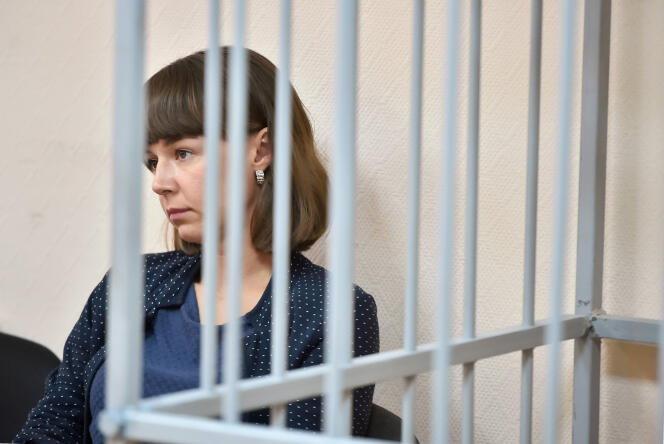 Ksenia Fadeeva, en el tribunal de la raión Sovetsky (distrito administrativo) en Tomsk, el 14 de agosto de 2023. 