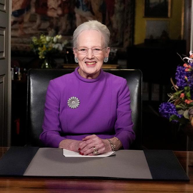 Η βασίλισσα Margrethe II εκφωνεί την πρωτοχρονιάτικη ομιλία από το παλάτι Christian IX στην Κοπεγχάγη, Δανία, 31 Δεκεμβρίου 2023.