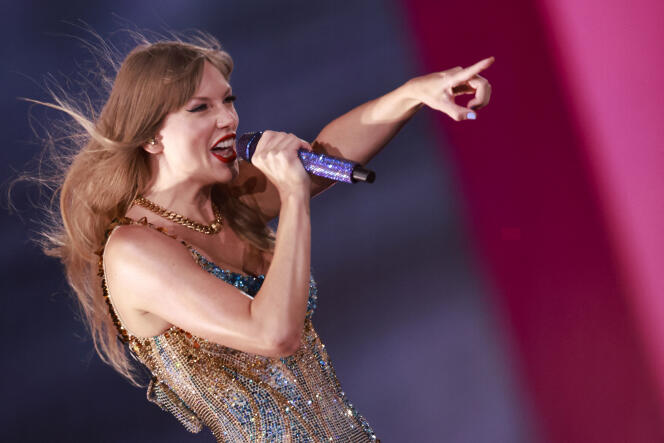 Taylor Swift, lors de la tournée américaine de The Eras Tour, à Inglewood en Californie le 7 août 2023.