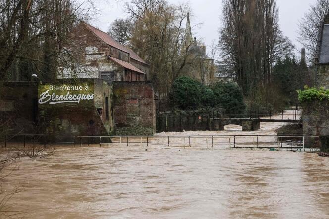 Inundación del Aa, en Blendecques, en Paso de Calais, el 2 de enero de 2024.