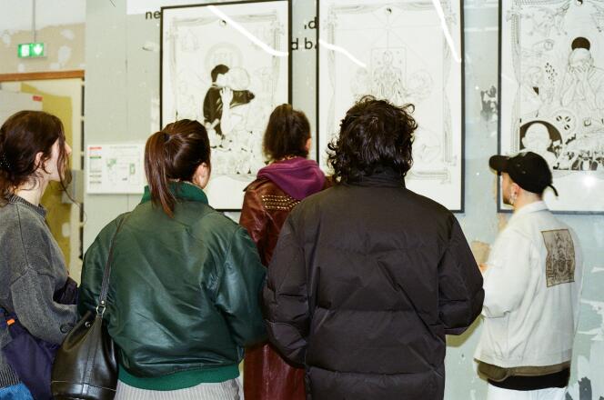 Des œuvres d’Ouriel Zeboulon exposées lors du vernissage de l’exposition « Faire Fair 2 », à l’espace 3537, à Paris, en avril 2023.