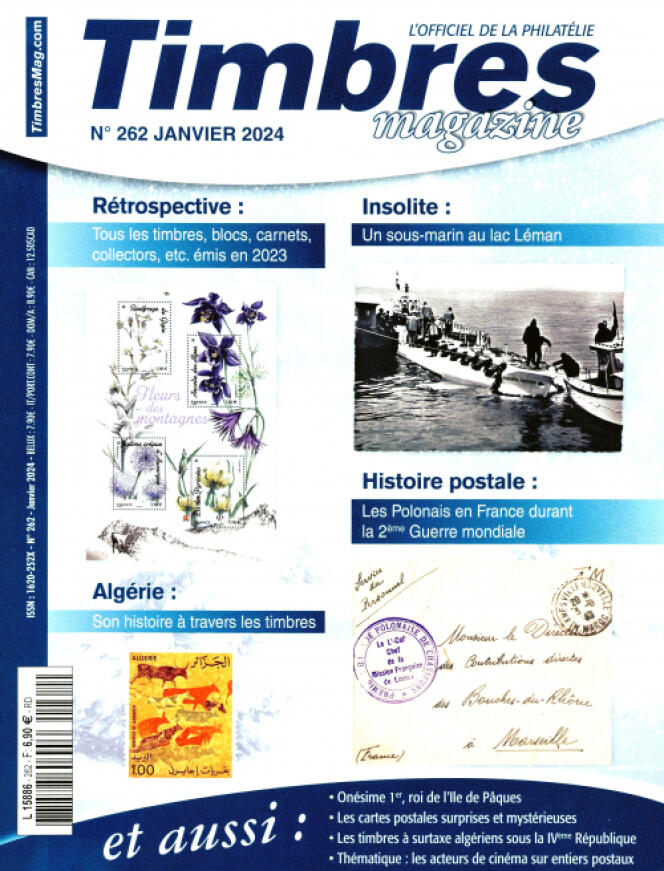 « Timbres magazine », janvier 2024, n° 262, 100 pages, 6,90 euros. En vente en kiosques.