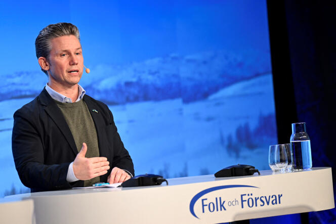 Le ministre de la défense suédois, Pal Jonson, le 8 janvier 2024 à Sälen (Suède).