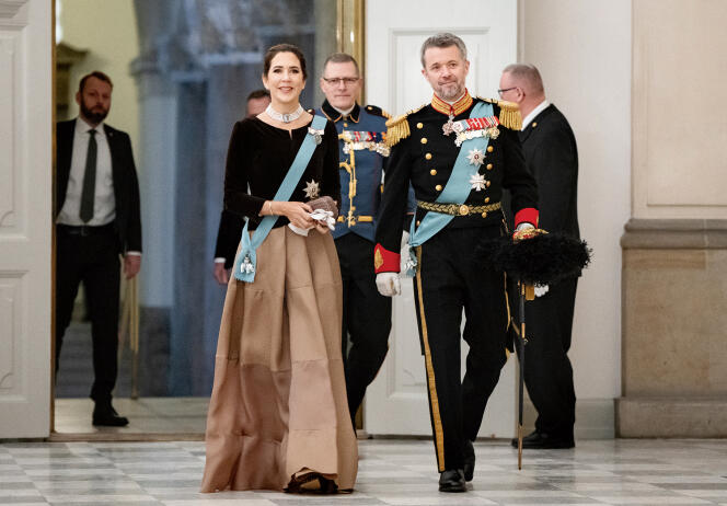 Książę Frederik i jego żona Marie podczas przyjęcia noworocznego w zamku Christiansborg w Kopenhadze, 4 stycznia 2024 r.