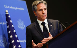 U.S. Secretary of State Antony Blinken answers questions during a press conference, during his week-long trip aimed at calming tensions across the Middle East, in Tel Aviv, Israel, January 9, 2024. REUTERS/Evelyn Hockstein/Pool